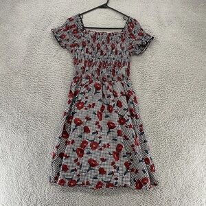 City Chic Red and Black Floral Dress